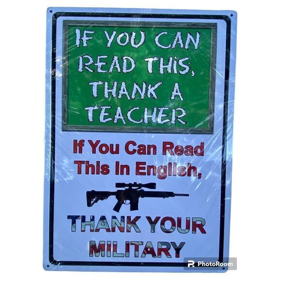 NWT NEW “THANK YOUR MILITARY” Metal Tin Sign Plaque Rustic Iron Store - Picture 1 of 7